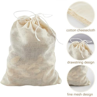 TUZAZO 50 Pcs Muslin Bags with Drawstring 4 x 6 inch, Reusable Tea Bags for Loose Leaf Tea, Natural Cotton Unbleached Cheesecloth Small Spice Bag for Cooking Soup Herb Sachet Bag Empty - size: 4x6 inch, 50 pcs