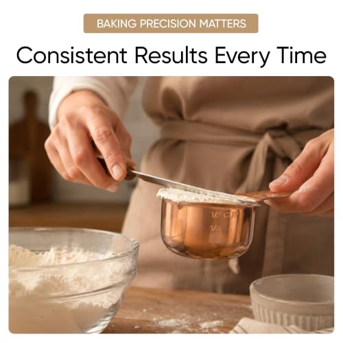 Color Up Measuring Cup Set, 8 Piece – Includes 2 Cup, Copper Finish, Stainless Steel, Accurate for Wet & Dry Ingredients, Embossed Markings, Easy-Pour Spouts, Dishwasher-Safe, Kitchen Essential - color: Copper