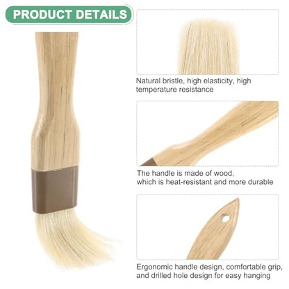 M METERXITY 2-Pack Pastry Brush, Wooden Handle Natural Bristle Basting BBQ Oil Brush for Cooking/Barbecue/Kitchen [1"] - size: 1"