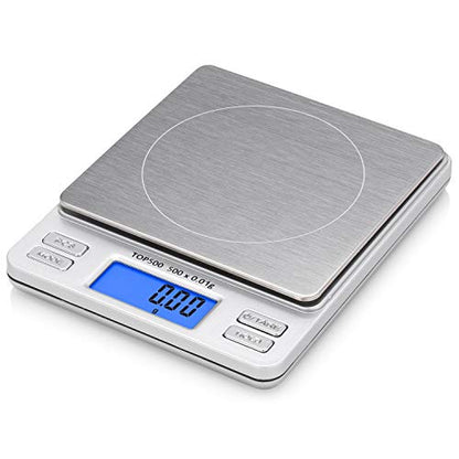 Smart Weigh Digital Pro Pocket Scale 500g x 0.01g – 6 Units: g, oz, gn, ozt, DWT, ct – High Precision for Kitchen, Herbs & Jewelry – Includes Hold/Counting, 2 Trays & Batteries - size: 500 Grams
