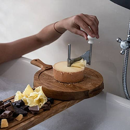 BOSKA Oak Friends Cheese Curler -Girolle Stainless Steel - Best for Cheese Wheel or Chocolate - Multifunctional Rust-Proof Shredder - Manual Handheld Cheese Slicer