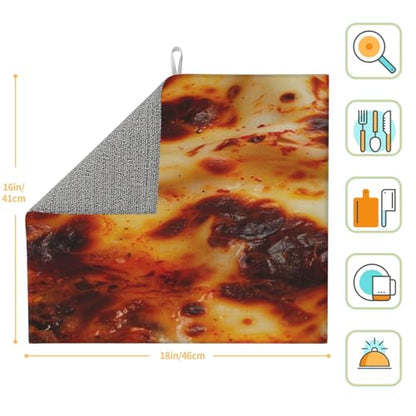 Dish Drying Mat For Kitchen Counter Pizza Cheese Red Sauce Home And Kitchen Drying Pad For Dishes 16X18 Absorbent Washable Coffee Bar Mat Decor