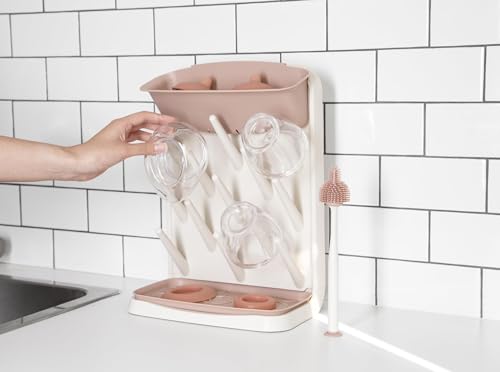 Emulait Ubbi Vertical Drying Rack, Baby Accessory, Space Saving Countertop with Cleaning Brush
