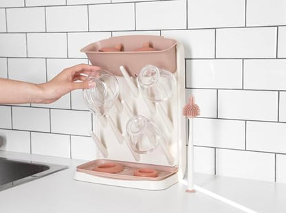 Emulait Ubbi Vertical Drying Rack, Baby Accessory, Space Saving Countertop with Cleaning Brush