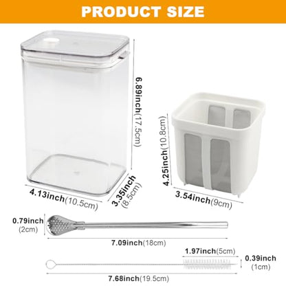 Greek Yogurt Strainer 1.16Quarts, Reusable with Stainless Steel Fine Mesh Bag & Lid, Whey Separator for Yogurt, Soybean Milk, Nut Milk (1100ml) - size: 1100ml