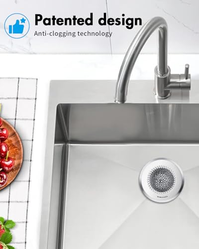 Revolutionary Kitchen Sink Drain Strainer/Patented Reversible Chain Mesh, Effortless Cleaning & Debris Catcher, Large Capacity, Anti-Clog, 304 Stainless Steel & Rust-Proof/Handmade - color: Silver