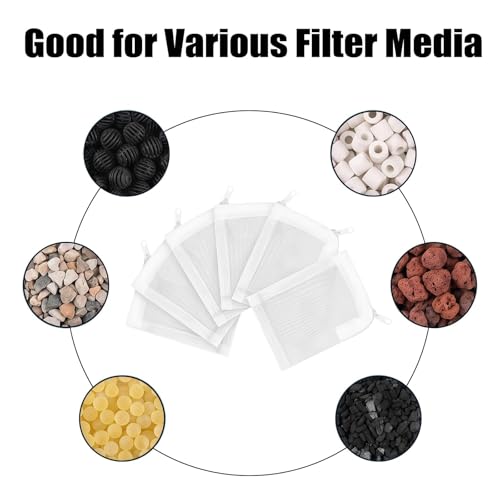 Aquarium Filter Media Bags 15pcs Fish Tank Ultra Fine 100 Micron Mesh Bags with Plastic Zipper for Bio Rings Ceramic and Activated Carbon (3" x 4")