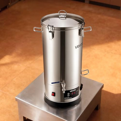 VEVOR Beer Brewing Equipment, 8 Gal/30L 304 Stainless Steel Home Beer Brewer,1500W All-in-One Home Brewing Kit with Tall strainer, Integrated Inner Barrel & Reinforced Handle - size: 8 Gal