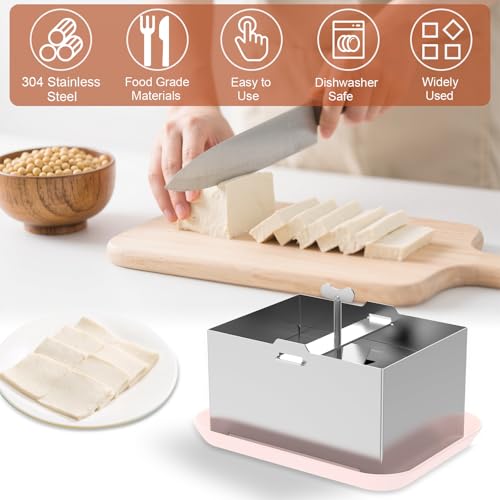 Tofu Press Stainless Steel, Paneer Maker, DIY Tofu Maker Stainless Steel with Presser Towel & Drip Tray,for 2 Pounds Firm Tofu, Cheese, Paneer, Dishwasher Safe