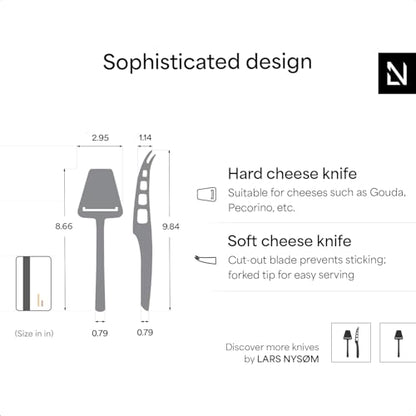 LARS NYSØM Cheese Slicer and Knife Set 2 pcs. I Cheese Knife Set & Cutter Made of Stainless Steel (Stainless Steel) - color: Stainless Steel, size: 9.9"