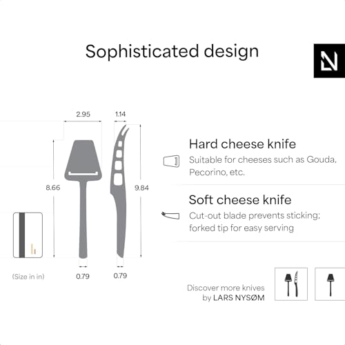 LARS NYSØM Cheese Slicer and Knife Set 2 pcs. I Cheese Knife Set & Cutter Made of Stainless Steel (Carbon Black) - color: Carbon Black, size: 10.2"