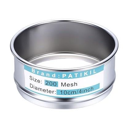 PATIKIL 200 Mesh(0.075mm) Lab Sieve, 3.9"(10cm) Diameter Sifting Screen 304 Stainless Steel Wire Cloth Fine Mesh Sieve for Industrial Laboratory Home Soil Sifter Dry Sift Screens Hash - size: 200 Mesh(0.075mm)/3.9"