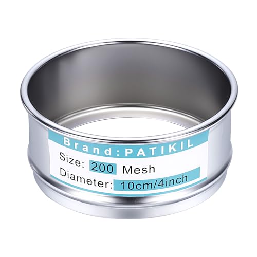 PATIKIL 200 Mesh(0.075mm) Lab Sieve, 3.9"(10cm) Diameter Sifting Screen 304 Stainless Steel Wire Cloth Fine Mesh Sieve for Industrial Laboratory Home Soil Sifter Dry Sift Screens Hash - size: 200 Mesh(0.075mm)/3.9"