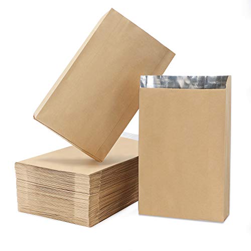 EUSOAR Foil Hamburger Wrappers, 100pcs 4.7"x8.6"x1.6" White Aluminum Foil Sandwich Bags, Oilproof Burger Bags, Hot Dog Foil Bags, for Hot Food BBQ Cookie Popcorn - color: Kraft Brown, size: 4.7x8.6x1.6 Inch