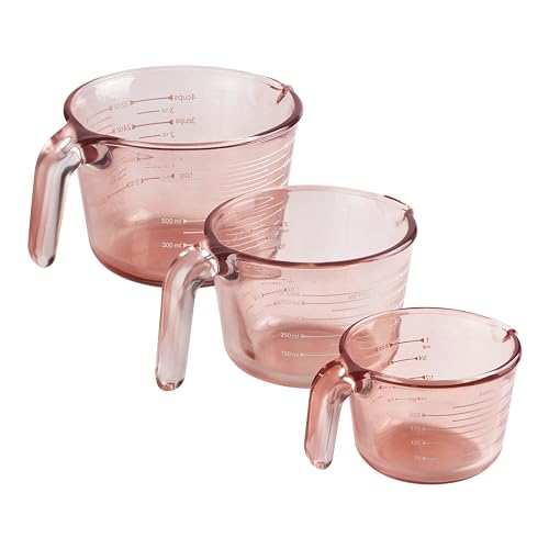 COOK WITH COLOR Glass Measuring Cups - Ideal for Cooking and Baking, Pink - color: Pink