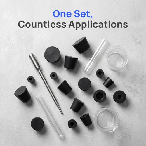 8Pcs Solid Rubber Stopper Bungs - 13MM to 17MM Rubber Tapered Plug Flexible Durable Test Tubes Bungs with Hole, Easy to Insert & Remove for Lab Apparatus Home Flask - color: 13mm to 17mm