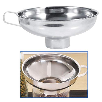 Gavigain Wide Mouth Funnel, Stainless Steel Household Wide Mouth Canning Jars Funnel with Handle, Canning Funnel for Kitchen Use, Wide Mouth Funnels(Small) - size: Small