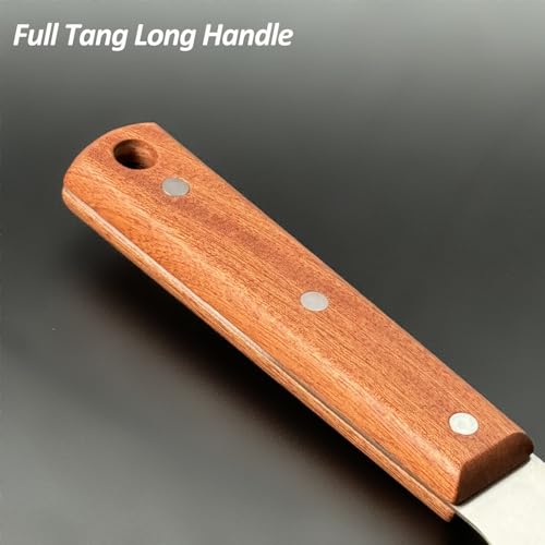 Vovoly Extra Wide Griddle Scraper, 5.5''x5.5'' Smashed Burger Scraper Grill Scraper Spatula Burger Turner - Full Tang Wooden Handle Professional Grade Grill Accessories, Knife Grade Stainless Steel - color: Grill Scraper_Wooden Handle