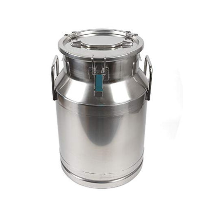 Milk Can with Sealed Lid, Stainless Steel Milk Transport Cans Wine Pail Bucket Tote Jug Pot Oil Liquid Storage Barrel with 2 Handles Sealed Silicone Anti-Leak Ring Lock Belt 30L 7.92 Gallon - color: 30L