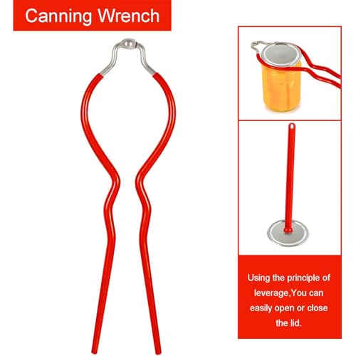 7 Pieces Canning Supplies Kit, Red | Stainless Steel Canning Tools Set, Includes Steamer Rack, Funnel, Jar Lifter, Wrench, Tongs, Lid Lifter, Bubble Remover - color: Red
