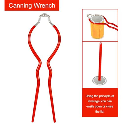 7 Pieces Canning Supplies Kit, Red | Stainless Steel Canning Tools Set, Includes Steamer Rack, Funnel, Jar Lifter, Wrench, Tongs, Lid Lifter, Bubble Remover - color: Red