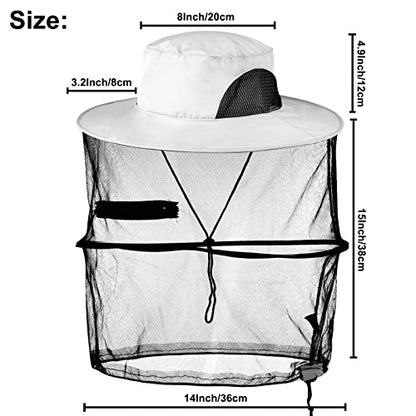 Mosquito Head Net Hat, Sun Hat with Netting, Bee Keeper Hat, Safari Fishing Hats for Outdoor Hiking, Camping, Gardening - color: Grey