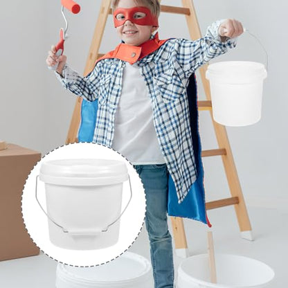 Operitacx Abs Paint Bucket Plastic Paint Container with Lid and Handle White 1 Gallon Easy to Carry Multipurpose Storage Bucket and Pigment for Home Use