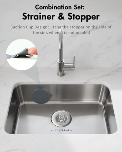Revolutionary Kitchen Sink Drain Strainer & Sink Stopper/Patented Reversible Kitchen Sink Strainer, Anti-Clogging Sink Strainer Basket, Handmade Kitchen Gadgets, 304 Stainless Steel & Rust-Proof - color: Dark Gray Silver