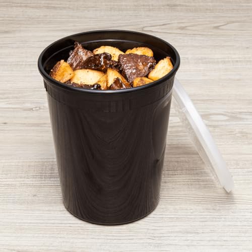 Karat [32oz - 240 ct Black PP Injection Molded Round Deli Containers with Lids (FP-IMDC32-PPB) - color: Black, size: 32oz
