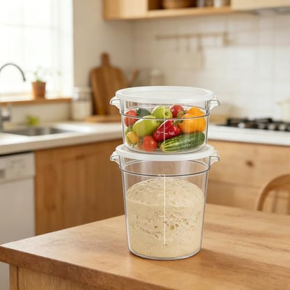 4-Piece Dough Fermentation Buckets with Lids - Dual Sizes (2Qt & 4Qt) Clear Baking Fermentation Tubs, Airtight Dough Proofing Containers for Bread, Pizza, Sourdough & Overnight Cold Ferment - color: Round