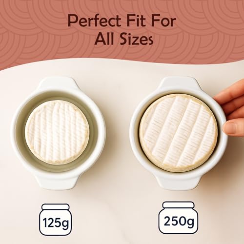 Muldale Brie Baker with Lid and Spreader - Camembert Baker Crock in Red | Free from Lead Ceramic Baking Dish - 5.5” - Fits Standard Camembert Wheel - color: Red