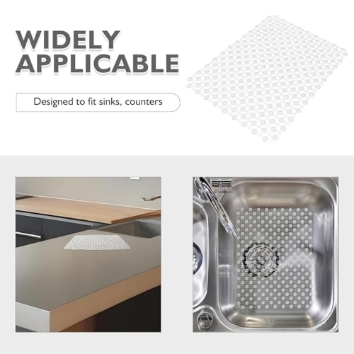 Hemobllo Sink Protectors for Kitchen, PVC Kitchen Mats Protector for Bottom of Farmhouse Sink And Dishes, Countertop Dish Drying Mat and Shelf Liner for Bathroom Counter, 15.75"x11.81"