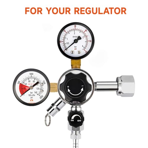 2" Pressure Gauge for CO2 Beer keg Regulator,Regulator Gauge,0-2000psi,Left Hand Thread, with 2 Additional Sealing gaskets and Hose Clamps - size: LF hand,2000psi