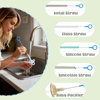 Extra Long Straw Cleaner Brush with Durable Nylon Bristles | Perfect for Reusable Straws, Baby Bottles, Tumblers, Sippy Cups & Narrow Tubes