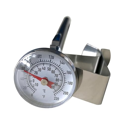 304 Stainless Steel Milk Thermometer, 5 in Stem with Magnifying Lens, for Frothing and Steaming Milk, Coffee, and Yogurt