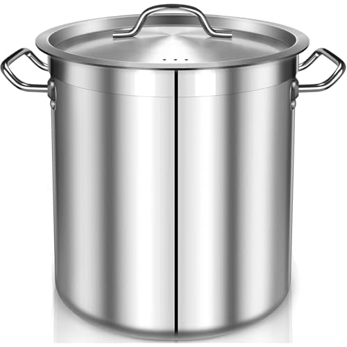35 Quart Stainless Steel Cooking Pot - Stock Pot with Lid - Large Soup Pot for Cooking, Stew, Pozole, Pasta - Induction Compatible - Ideal for Home & Commercial Use - size: 35 QT