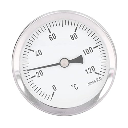 63MM Dial Thermometer, Temperature Measurement Range 0～120℃, IP55 Waterproof, Bimetallic Pointer Type Thermometer for Textile, Medicine, Barbecue and Other Industries