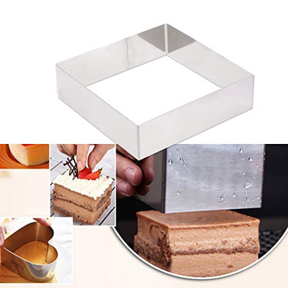 GALPADA 7 Inch Stainless Steel Square Cake Ring Mold Set for Mousse and Baking 2-Piece Diy Baking Tool for Perfect Cake Shapes - size: Size 7