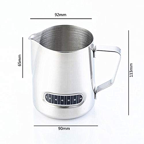 Milk Frothing Pitchers 21 oz (600 ml) with Integrated Thermometer,Latte Art Jug Stainless Steel Creamer Temperature Espresso Steaming Pitchers - color: 21 Ounces Pitcher with Integrated Thermometer