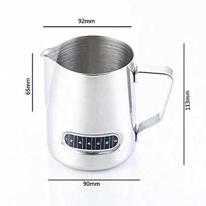 Milk Frothing Pitchers 21 oz (600 ml) with Integrated Thermometer,Latte Art Jug Stainless Steel Creamer Temperature Espresso Steaming Pitchers - color: 21 Ounces Pitcher with Integrated Thermometer