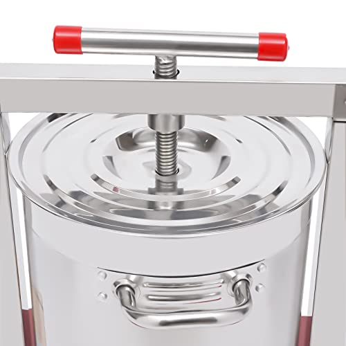 Headey 1.6 Gallon/6L Home Fruit Honey Wine Press Stainless Steel Manual Juice Wine Honey Maker Home Wine Maker Wine, Grape, Apple Press Extractor with Keg and Stainless Steel Strainer(Red)