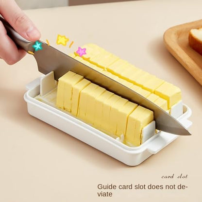 Japanese style cheese cutting and preservation box with lid, rectangular cheese slice storage box, butter slitting refrigeration box, uniform slicing design, transparent dustproof refrigerator storage