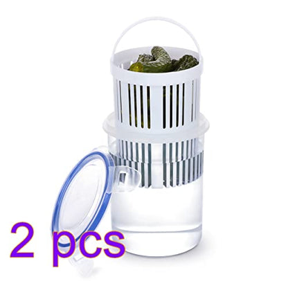 Firlar 2 Pack Pickle Jar with Strainer Insert, Transparent Pickle Storage Container with Leaks-Proof and Lock It Lid, Pickle Holder Keeper Lifter, Barrel of Olive Jalapeno, Large Flip Jar - color: Jar-2PCS