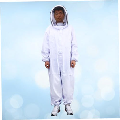 Beekeeping Costume Full Body Suit Veil Professional Beekeeper Outfit Size XXL White