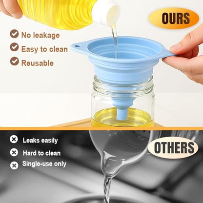 6-piece Kitchen Funnel Set, 2026 new Food Funnel Silicone Foldable Kitchen Funnel, Upgraded Kitchen Bottle Funnel, Kitchen Utensil (3 Pack) - color: 3 Pack