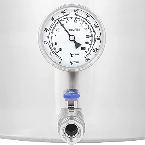 6 Sizes Stainless Steel Home Brew Kettle Pot Stock Pot - Home Brewing Supplies with Lid, Thermometer & Ball Valve Spigot for Beer Brewing,50 * 50CM (35 * 35cm) - color: 35*35cm