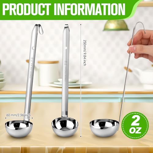 meekoo 1 Pieces Stainless Steel Ladle Soup Handle Ladle with Pouring Rim for Kitchen Cooking Soup Sauce (2 oz) - size: 2 oz