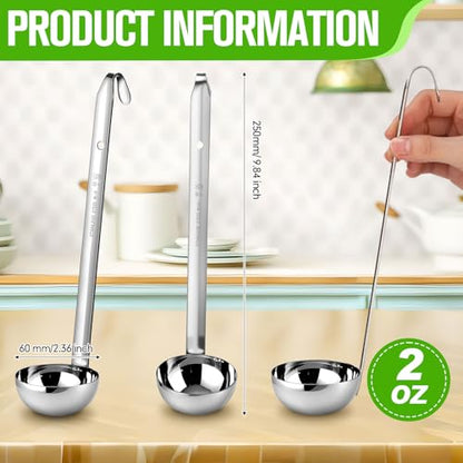 meekoo 1 Pieces Stainless Steel Ladle Soup Handle Ladle with Pouring Rim for Kitchen Cooking Soup Sauce (2 oz) - size: 2 oz