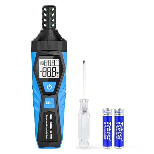 Temperature Humidity Meter - Handheld Thermometer Hygrometer with Ambient, Dew Point, Wet Bulb, High Precision Wet Bulb Thermometer, Dual Display Temperature & Humidity with LCD Backlight - color: Blue, size: TH10