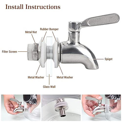 Stainless Steel Spigot for Beverage Dispenser, Water Dispenser Replacement Part, Outdoor Water Faucet for Sun Tea Jar, Party, Camping (1 Pack) - size: 1 Pack